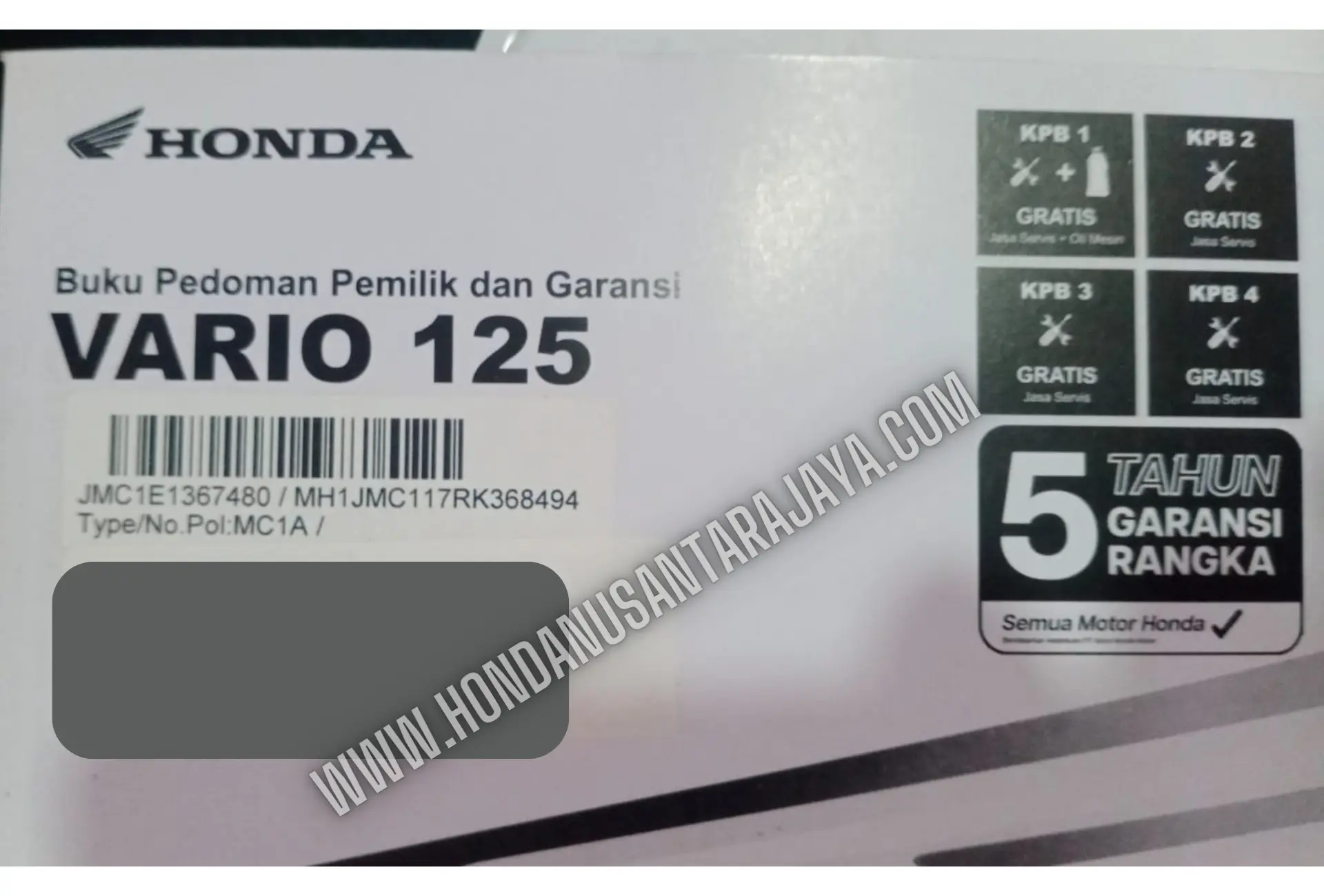 Buku Servis HONDA VARIO 125